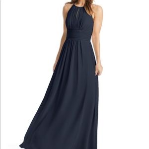 Azazie Bonnie full length gown in dark navy